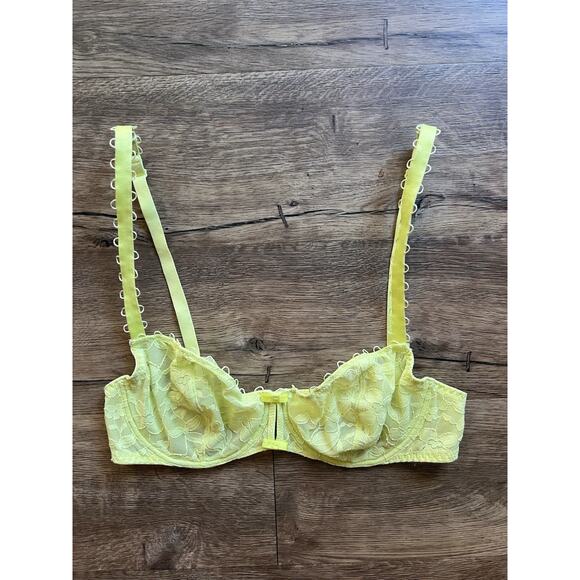 Maison Lejaby Miss Top Half Cup Bra Sunny Neon Yellow Green 32C - Picture 2 of 3